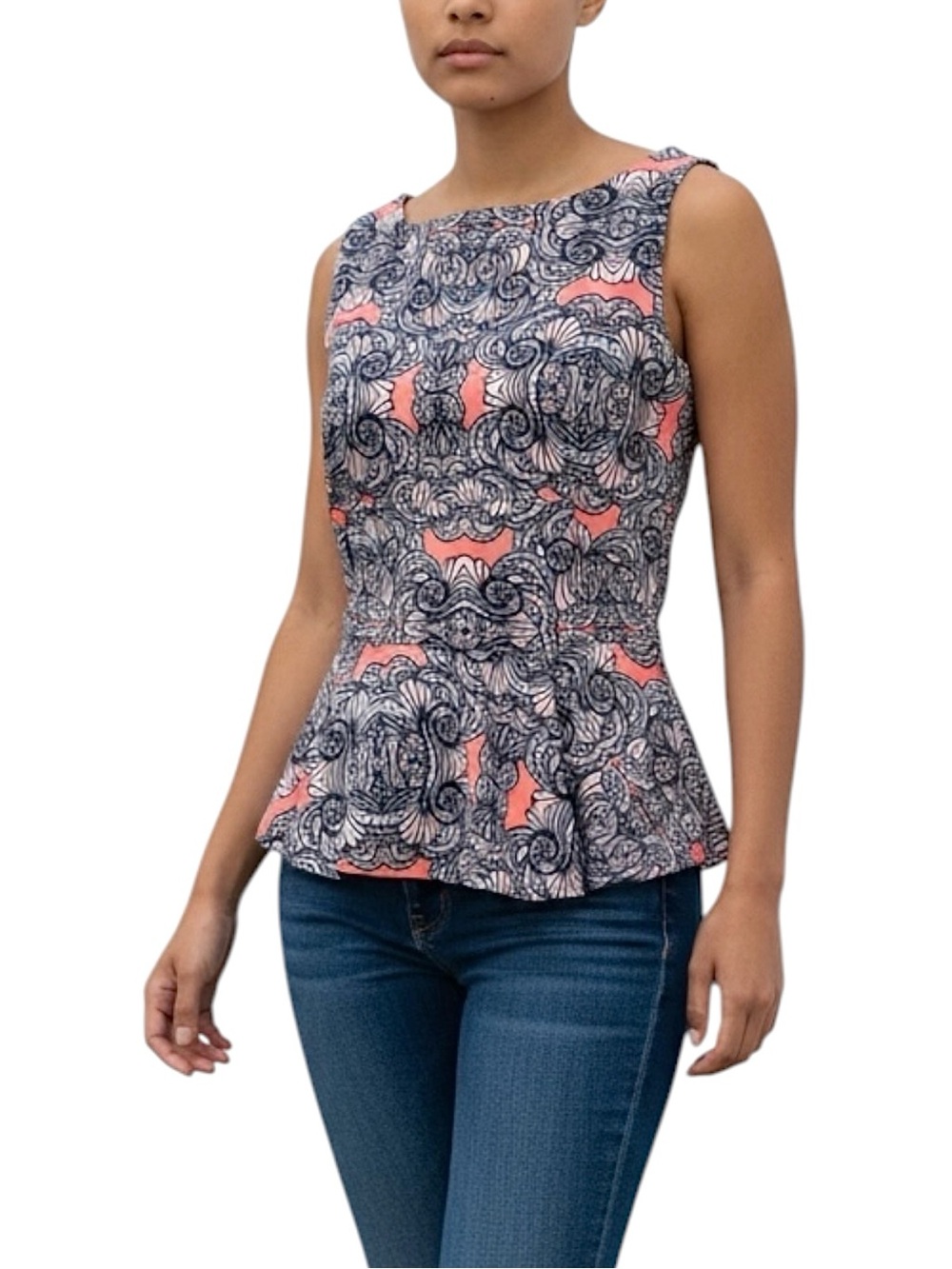Amanda Uprichard Bold Geometric Peplum Tank sz P